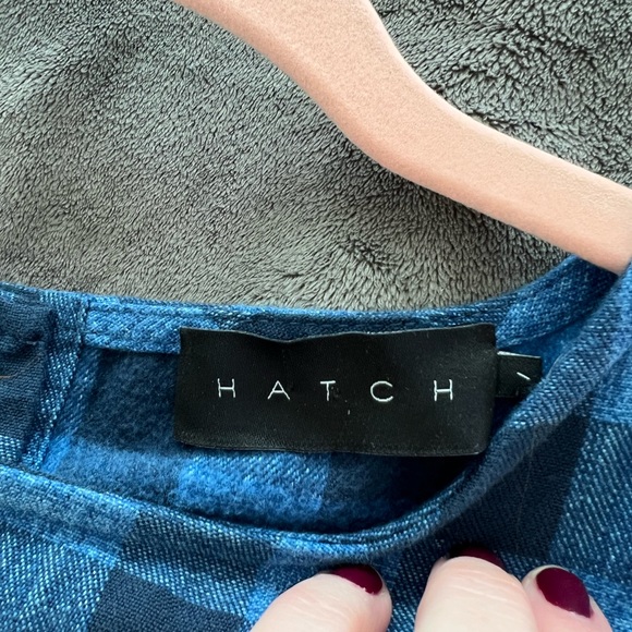 Hatch Collection, blue plaid Delfina Top sz 1 - Picture 4 of 4